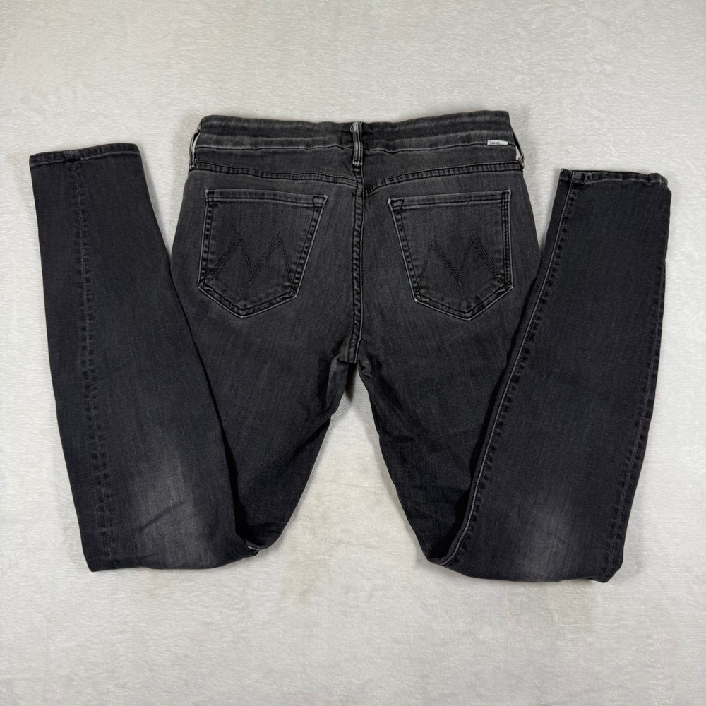 MOTHER Denim Faded Black Skinny Jeans Size 28‎ Made in USA Distressed Gray